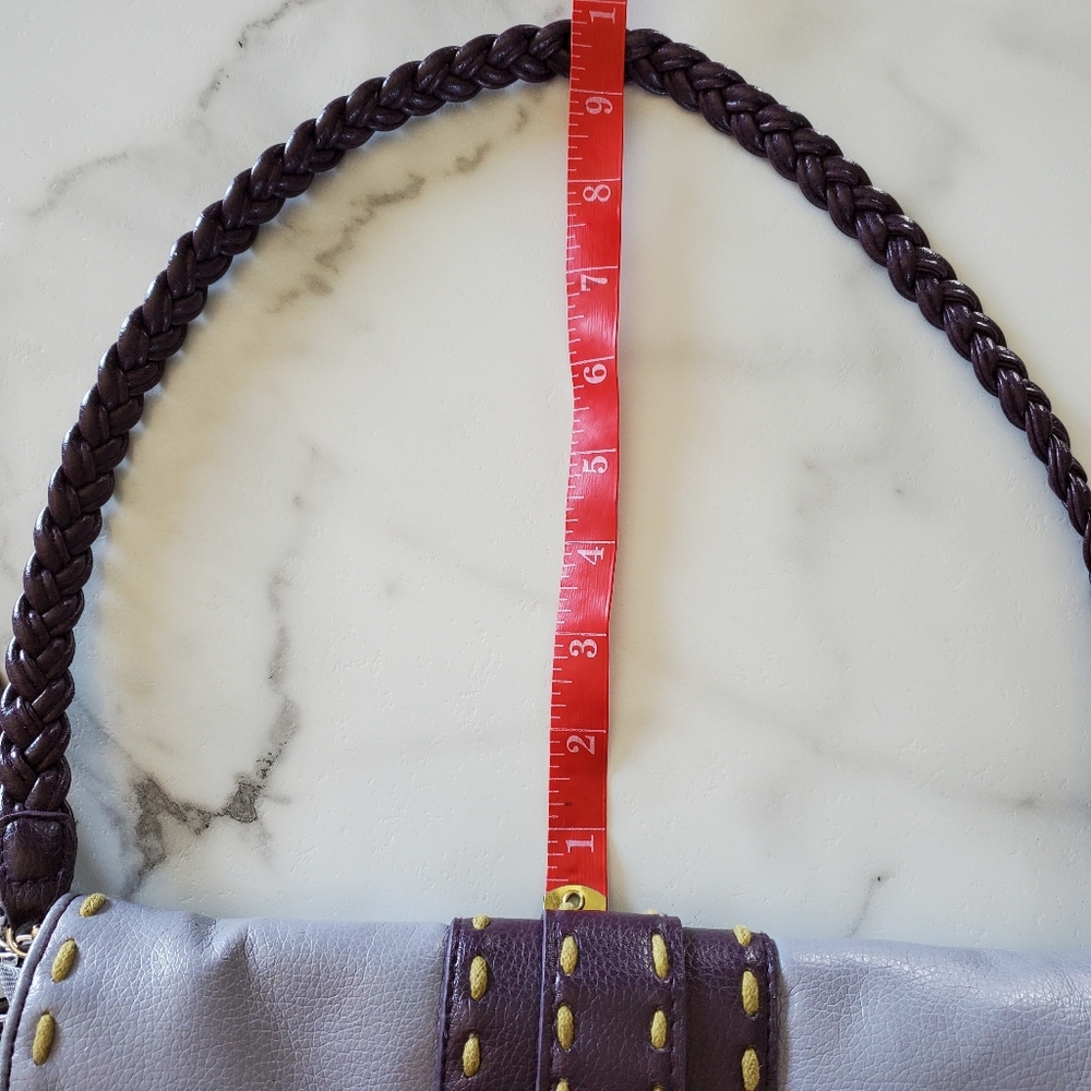 Purple & White Purse with stitching accents CUTE - Picture 12 of 16